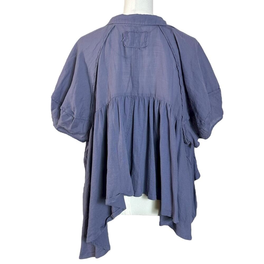 Free People Bohemian Billowy Oversized Sunray Babydoll Top Blue Granite Large - Picture 9 of 14